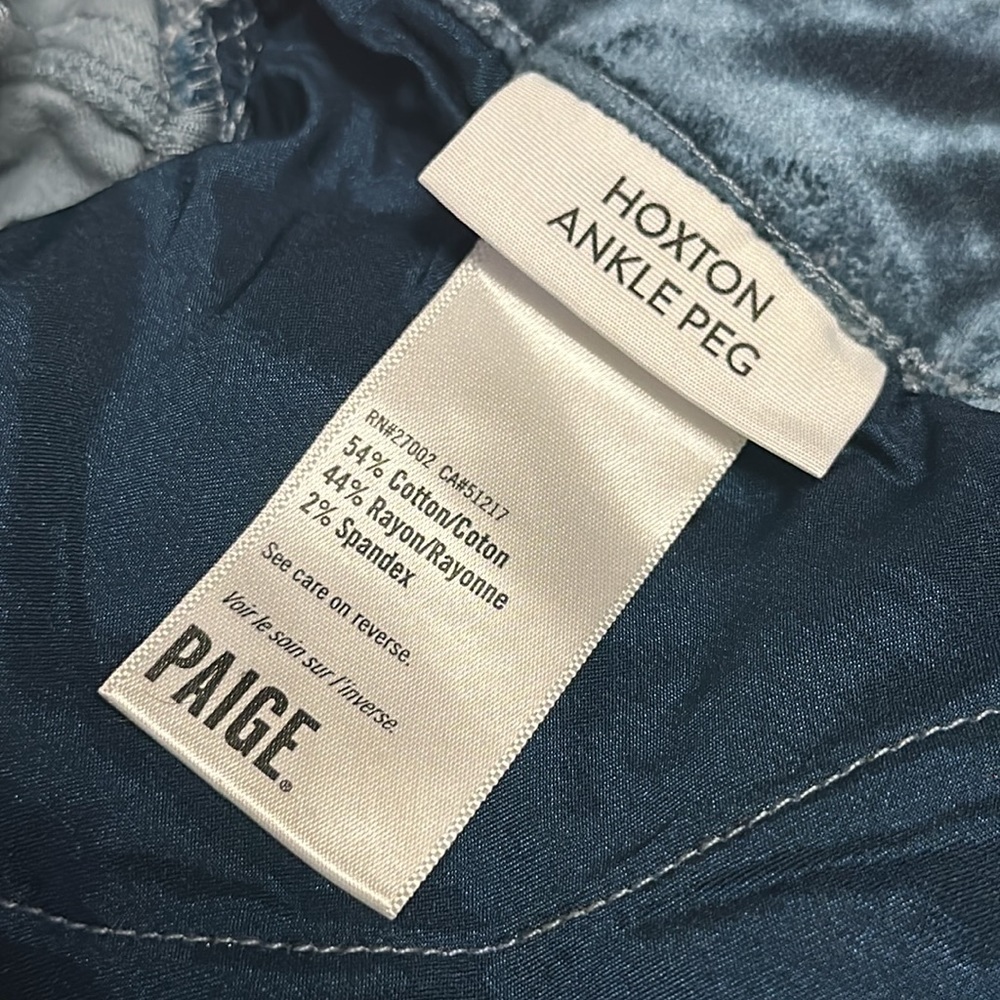 Paige-Velvet Pants Hoxton  blue  Button Front Excellent Condition size READ! - Picture 15 of 16